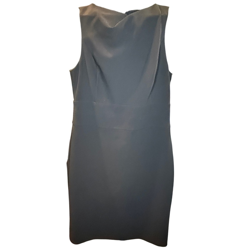 Halston Womens Black Sleeveless Cowl Neck Sheath Dress Size 12 Business Cocktail